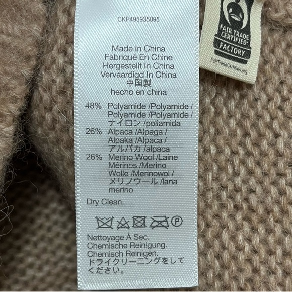 Madewell Alpaca Blend Tan and Wine Crew Neck Sweater with Fair Isle Pattern - Picture 6 of 10